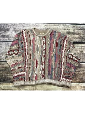 90s Coogi Classic Sweater Mens Large Linen Cotton 3D Knit Australia Crew Neck